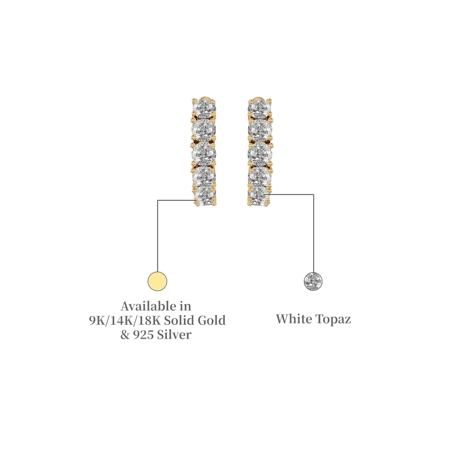 Yellow gold & Silver April birthstone hoop earrings descriptive image