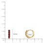 Dimension detail of yellow gold january birthstone garnet hoop earrings 8.50 mm