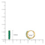 Dimension detail of yellow gold may birthstone green agate hoop earrings