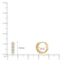 Dimension detail of yellow gold june birthstone mother of pearl hoop earrings 
