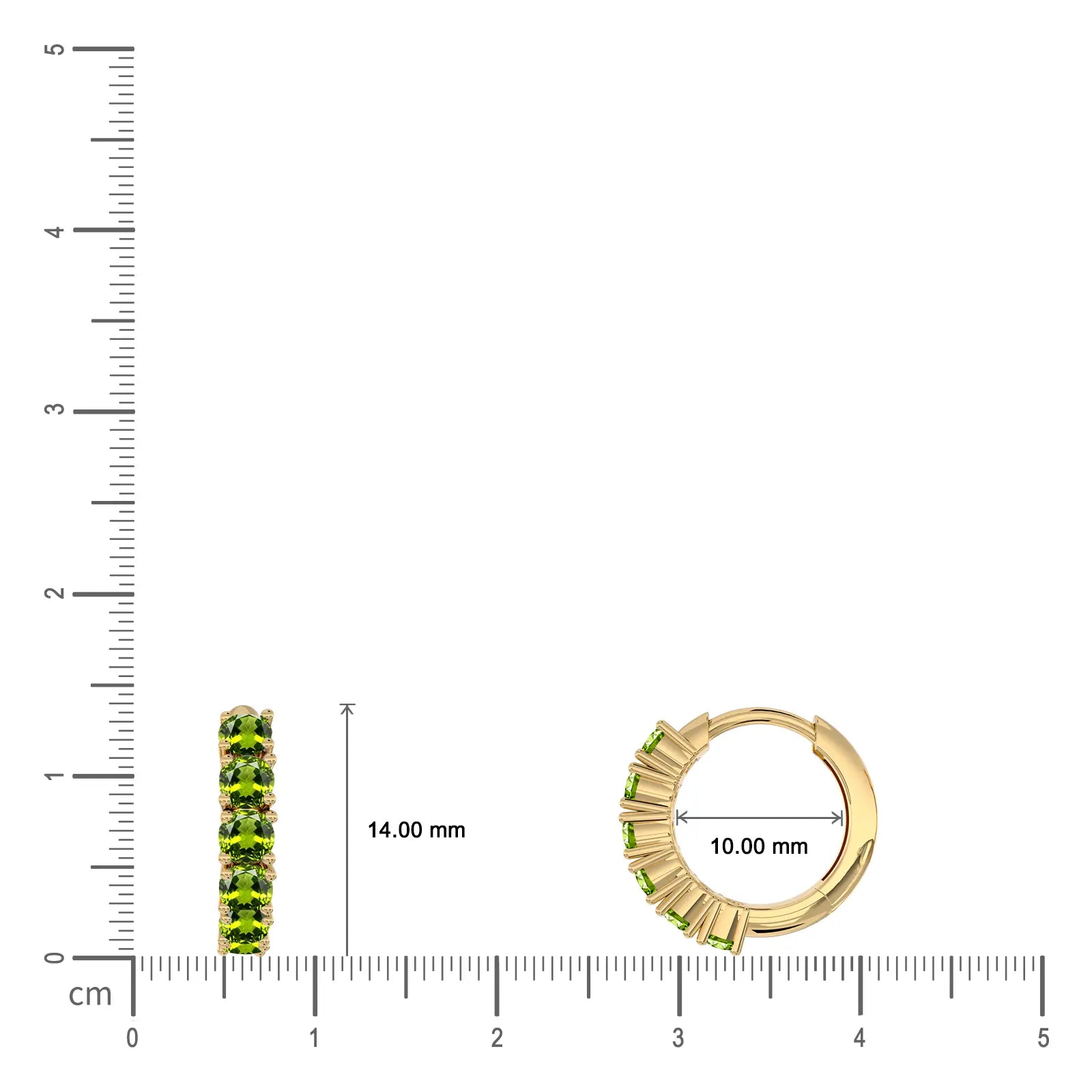 Dimensions of August Birthstone Peridot Hoop Earrings