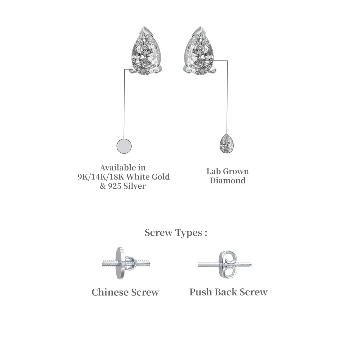Descriptive image of lian pear cut diamond stud earrings