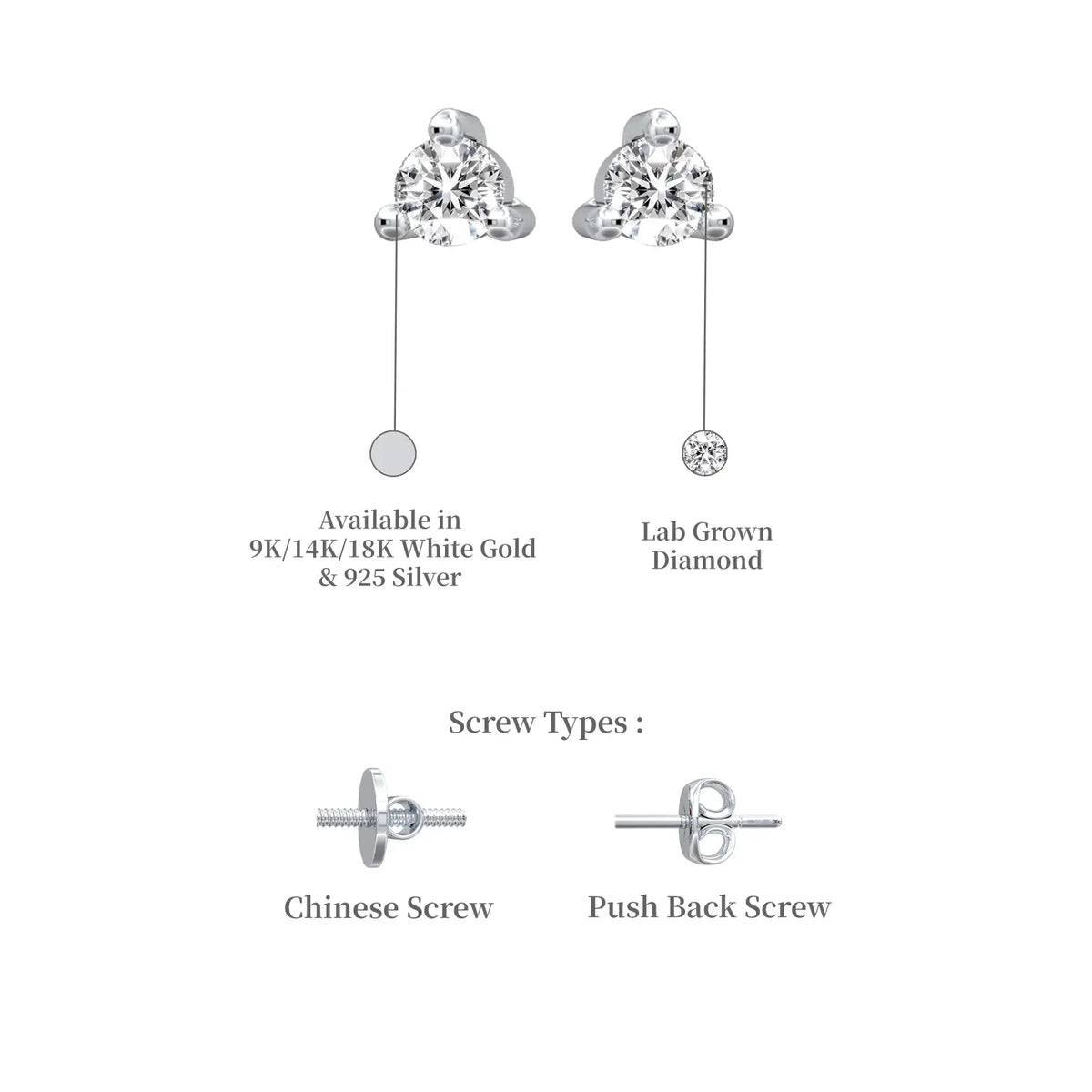 Descriptive image of white gold rui round solitaire martini stud earrings