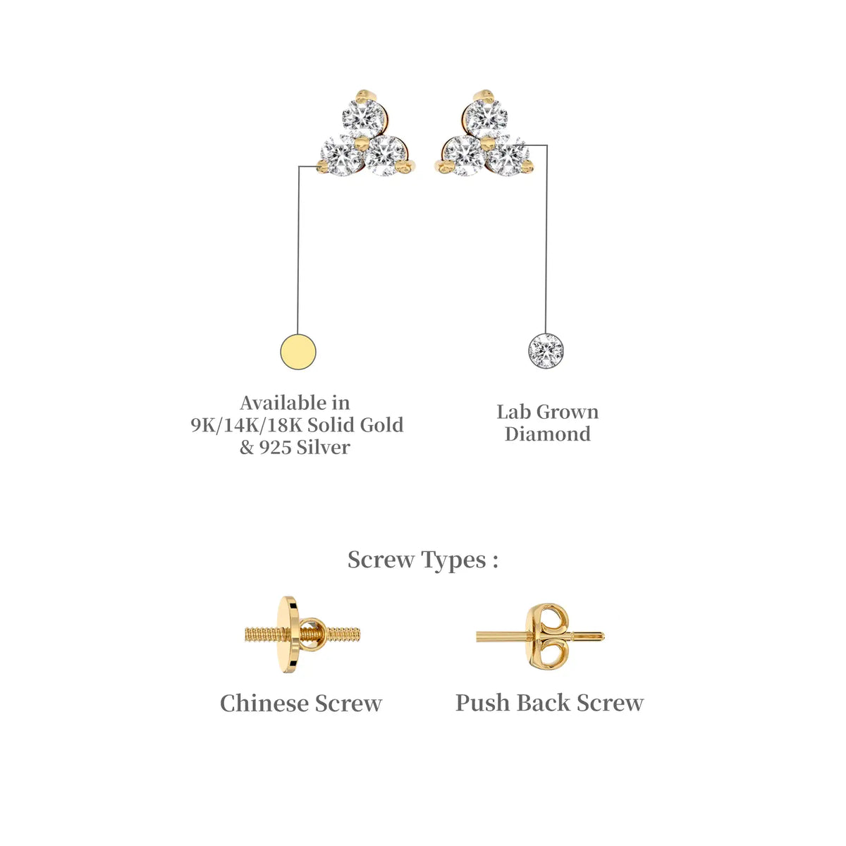 Descriptive image of yellow gold san 三 diamond blossom cluster stud earrings