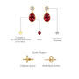 Descriptive image of yellow gold hong 红 oval ruby bezel drop earrings