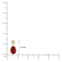 Dimension detail of yellow gold hong 红 oval ruby bezel drop earrings