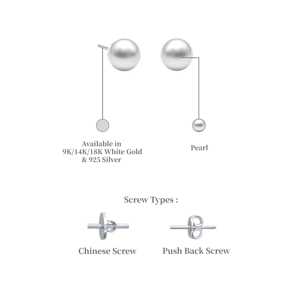 Descriptive image of zhen 珍 pearl solitaire stud earrings