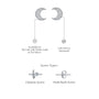 Descriptive image of yue 月 crescent moon diamond stud earrings