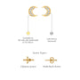Descriptive image of yellow gold yue 月 crescent moon diamond stud earrings