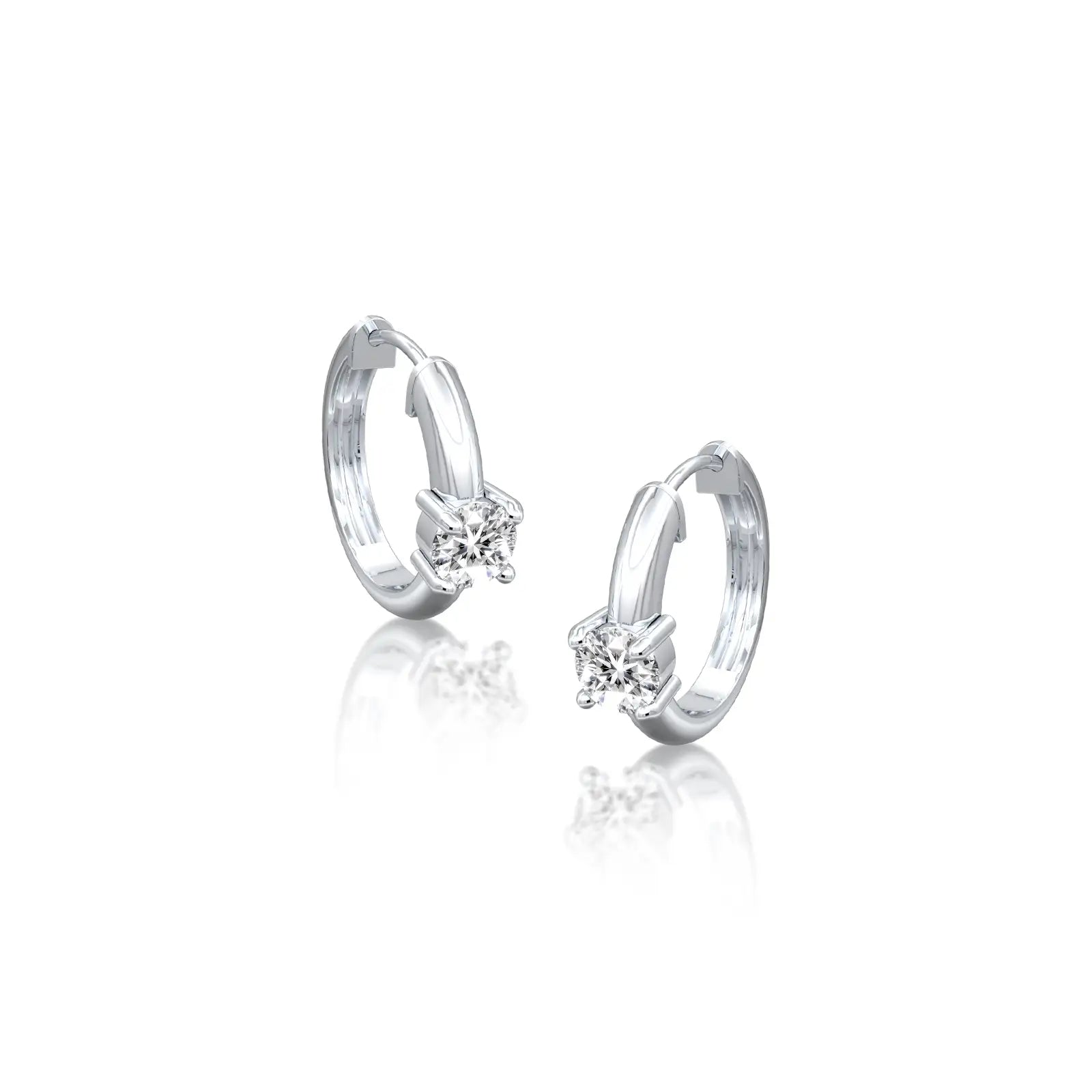 Solitaire diamond accent huggie hoop earrings