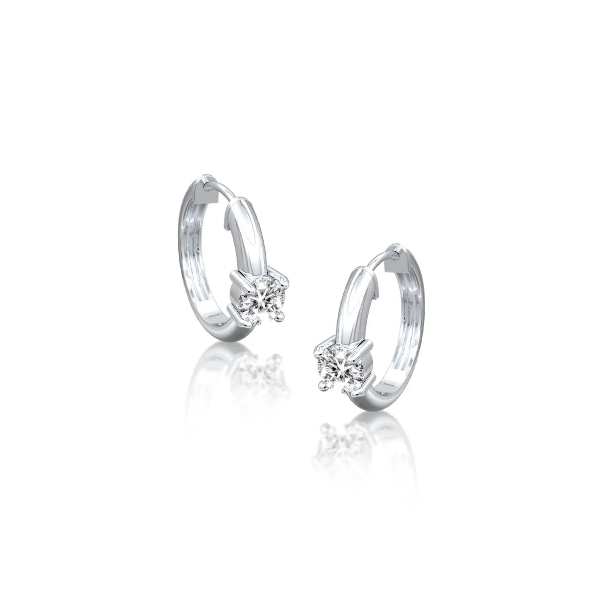 Solitaire diamond accent huggie hoop earrings