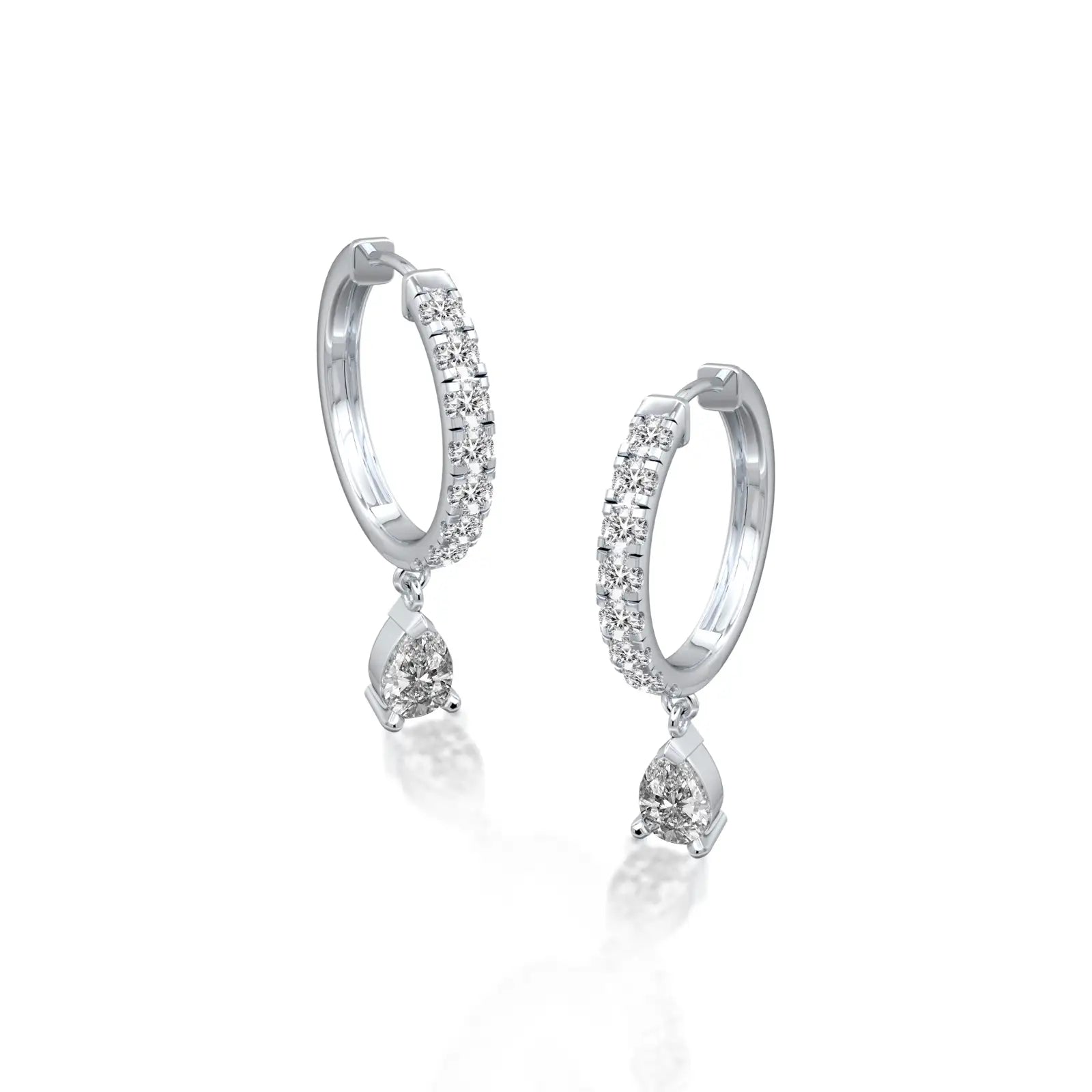 Pear diamond dangle hoops