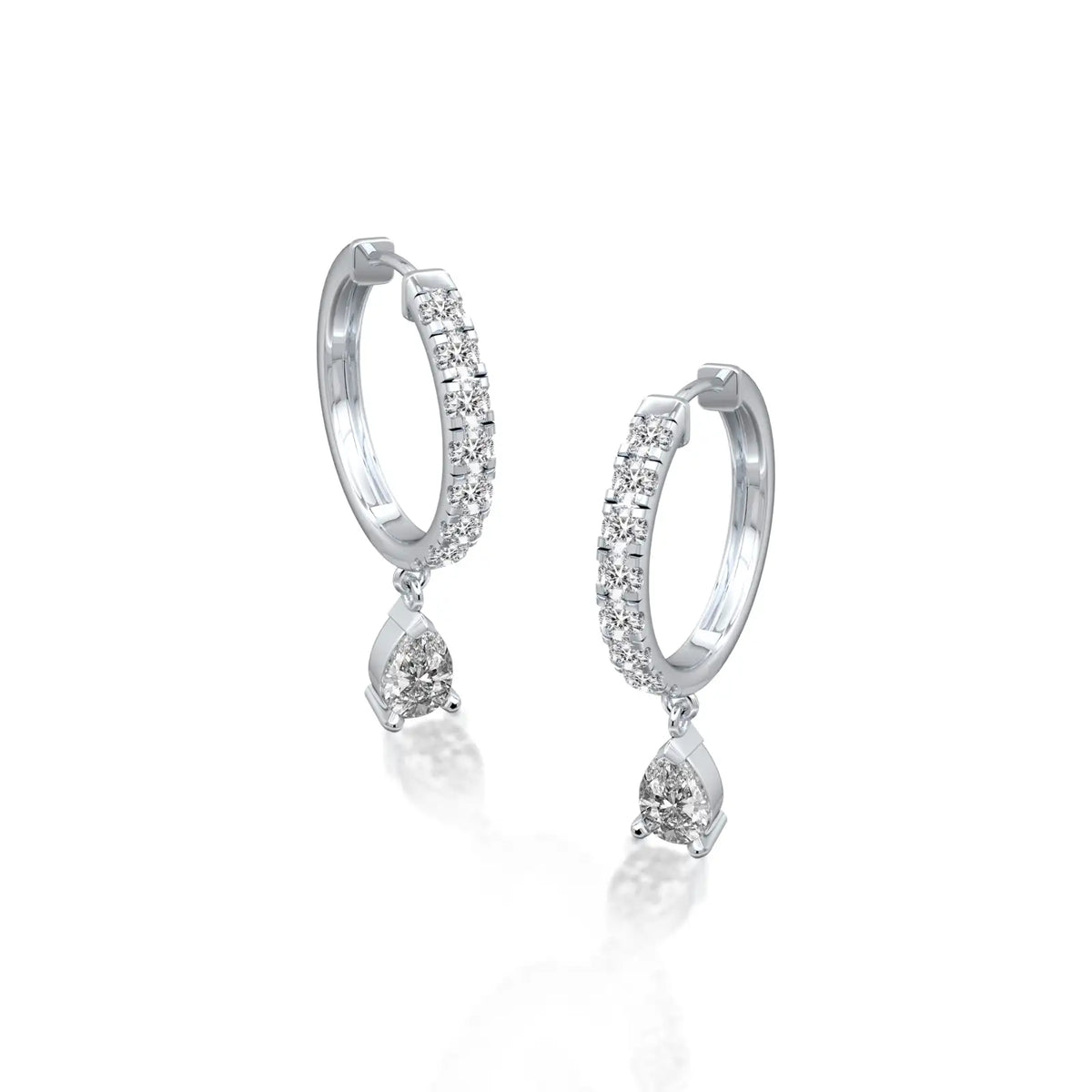 Pear diamond dangle hoops