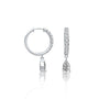 White gold pear diamond dangle hoops