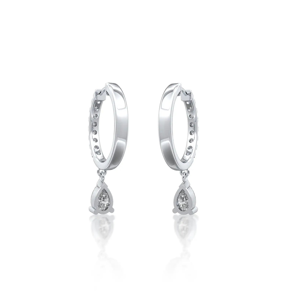 Fortune white gold pear diamond dangle hoops
