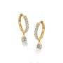 Yellow gold pear diamond dangle hoops