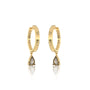 Yellow gold pear diamond dangle hoops for women