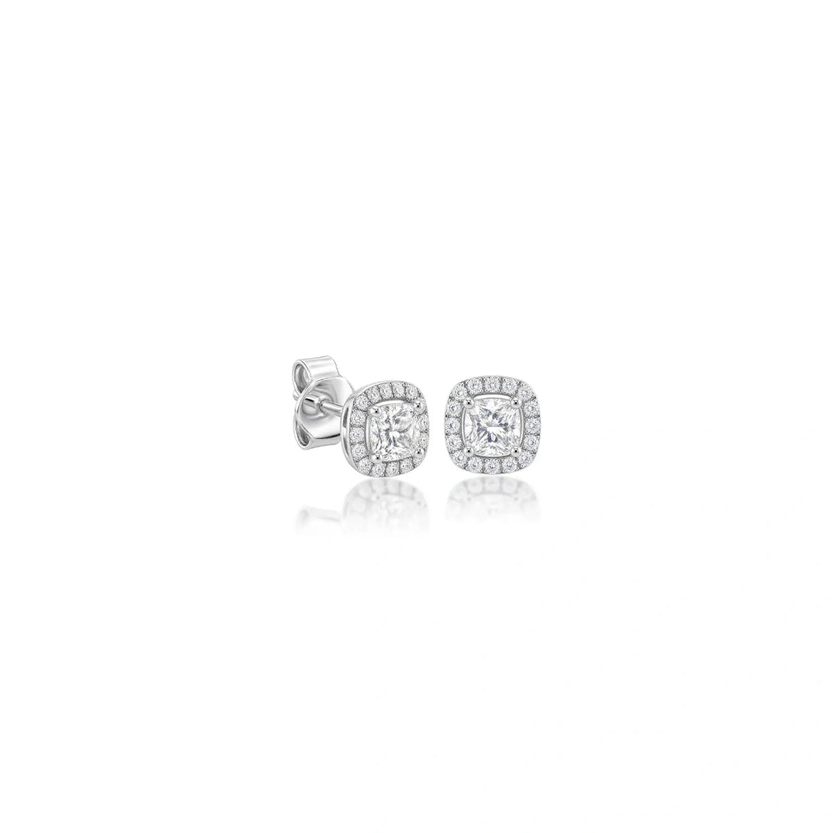 1ct Cushion-Cut Lab Grown Diamond Halo Stud Earrings
