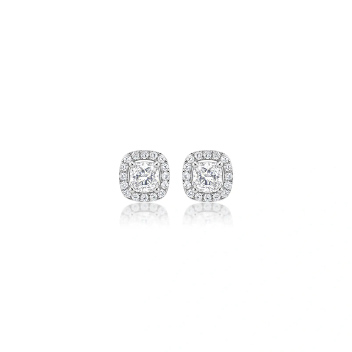 1.5ct Cushion-Cut Lab Grown Diamond Halo Stud Earrings by Fortune Jewellery