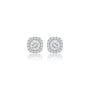 4ct Cushion-Cut Lab Grown Diamond Halo Stud Earrings by Fortune Jewellery