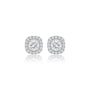6ct Cushion-Cut Lab Grown Diamond Halo Stud Earrings by Fortune Jewellery