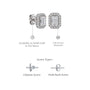 Details of 2ct Classy Emerald-Cut Lab Grown Diamond Halo Stud Earrings by Fortune Jewellery