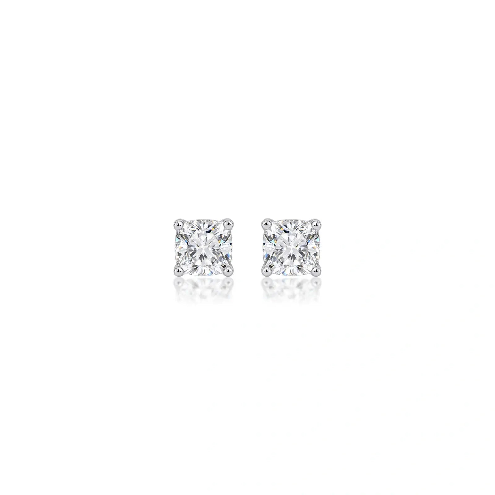 1ct Cushion-Cut Lab Diamond Solitaire Stud Earrings by Fortune Jewellery