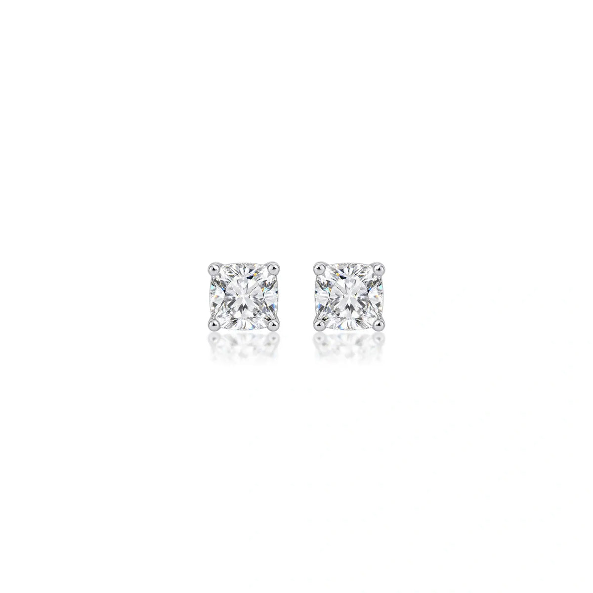 1ct Cushion-Cut Lab Diamond Solitaire Stud Earrings by Fortune Jewellery