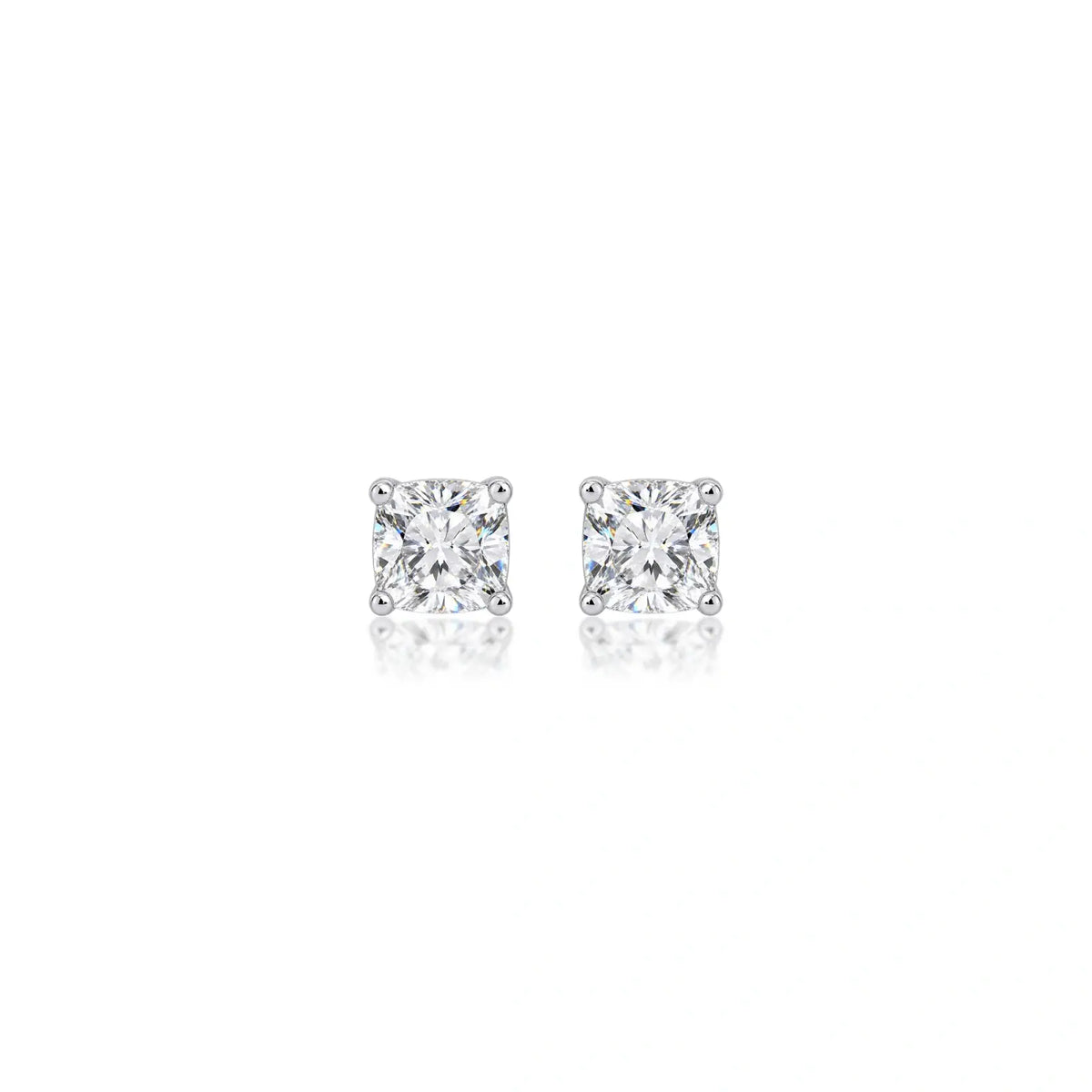 1.5ct Cushion-Cut Lab Diamond Solitaire Stud Earrings by Fortune Jewellery