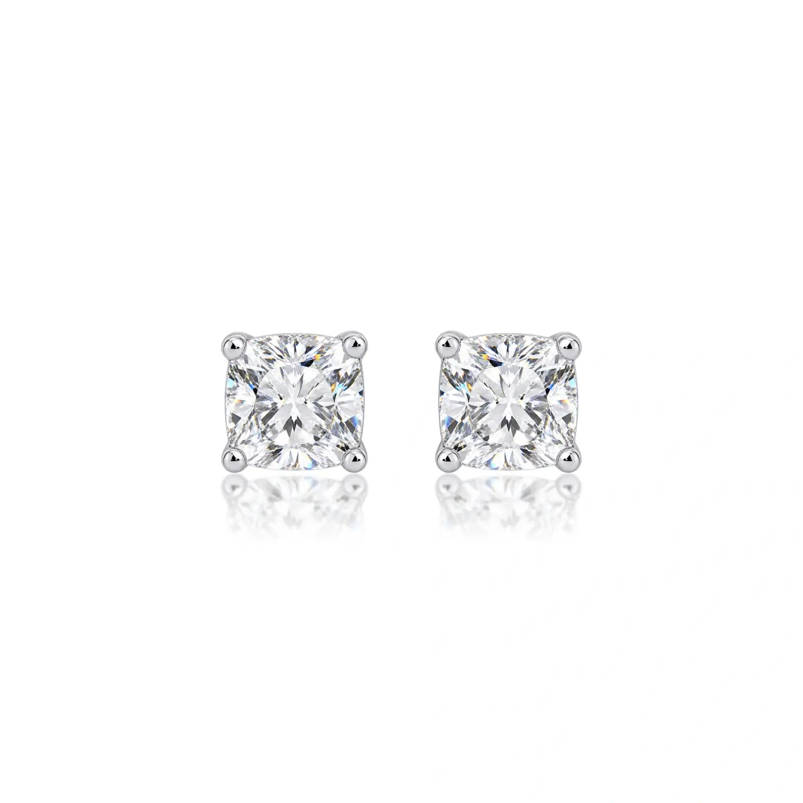 6ct Cushion-Cut Lab Diamond Solitaire Stud Earrings by Fortune Jewellery