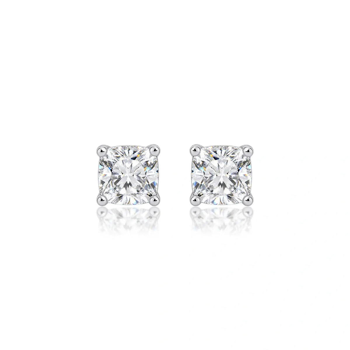 6ct Cushion-Cut Lab Diamond Solitaire Stud Earrings by Fortune Jewellery
