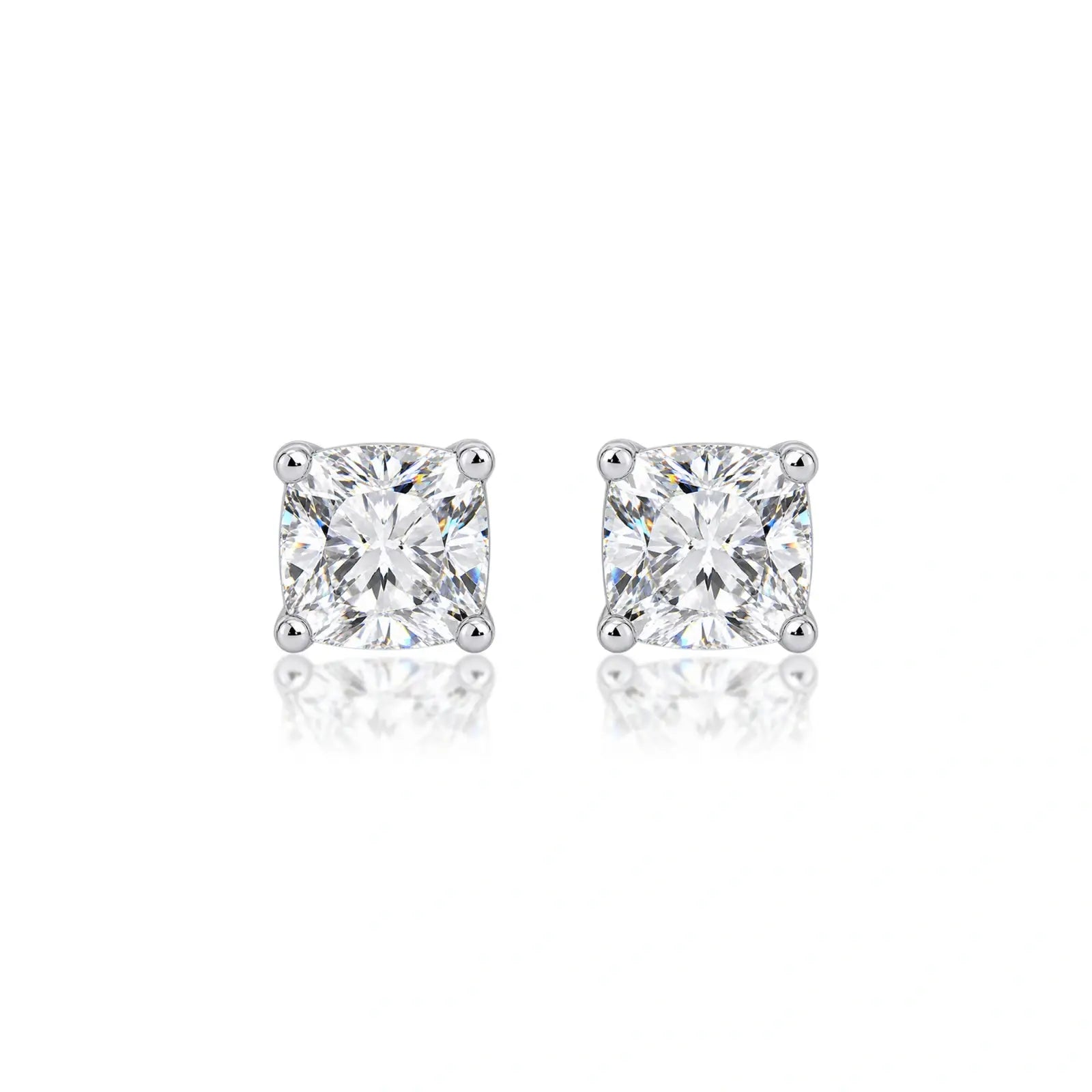 8ct Cushion-Cut Lab Diamond Solitaire Stud Earrings by Fortune Jewellery