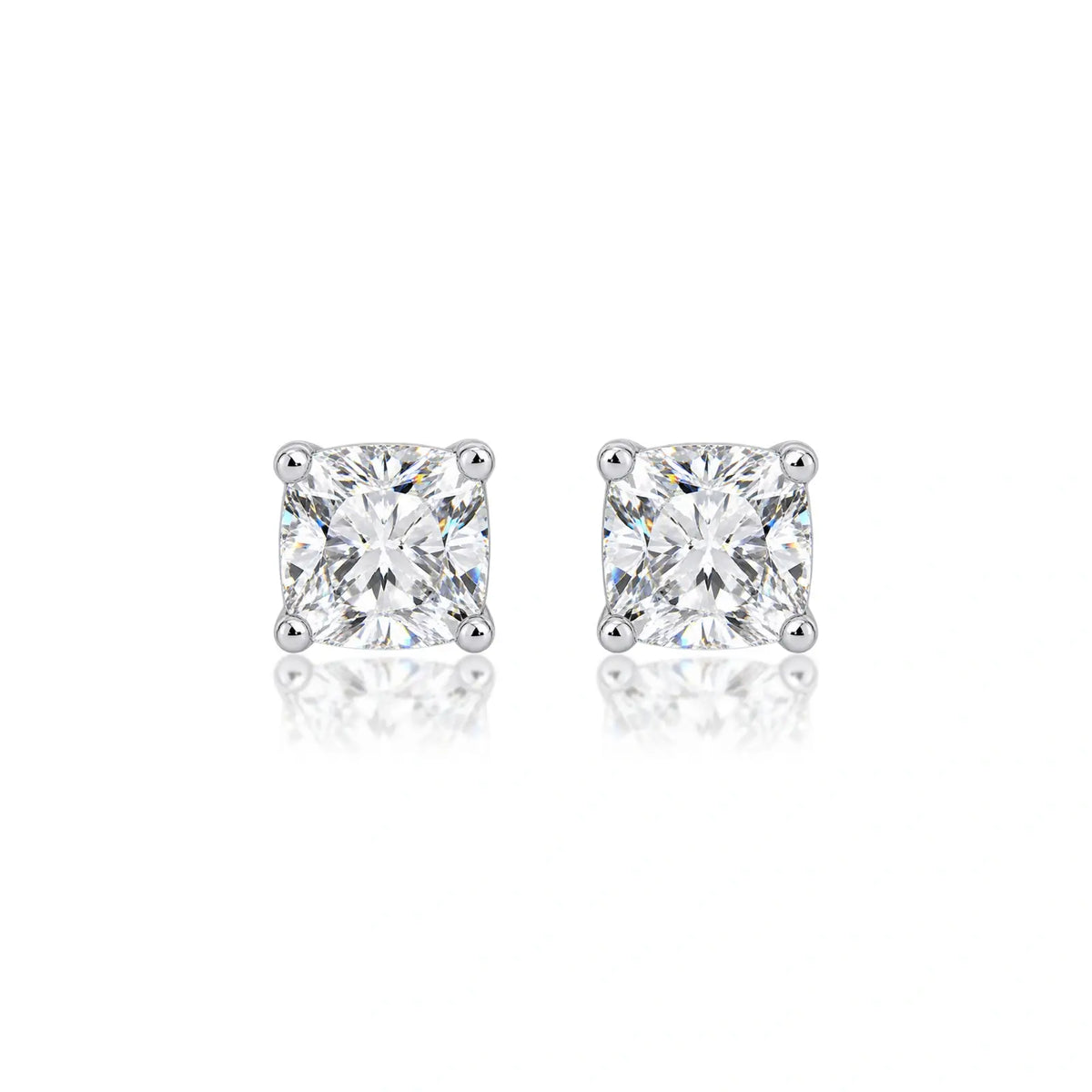 8ct Cushion-Cut Lab Diamond Solitaire Stud Earrings by Fortune Jewellery