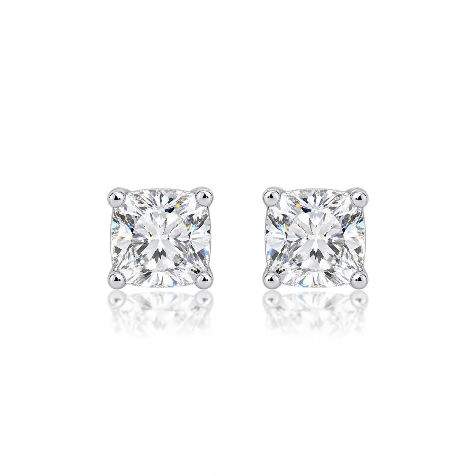 10ct Cushion-Cut Lab Diamond Solitaire Stud Earrings by Fortune Jewellery