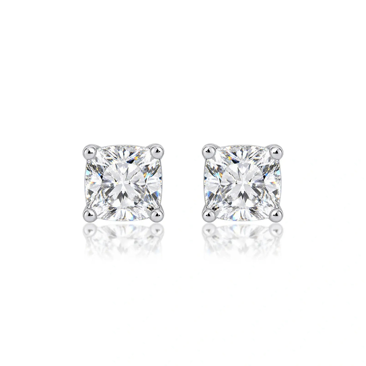 10ct Cushion-Cut Lab Diamond Solitaire Stud Earrings by Fortune Jewellery