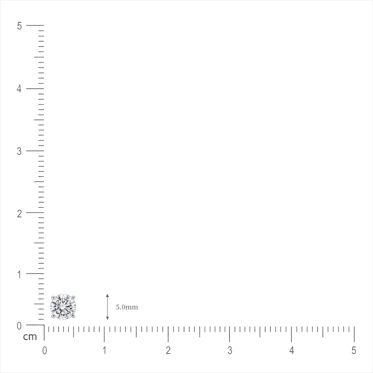 Size of 1 Ct Round Cut Diamond Solitaire Earrings by Fortune Jewellery
