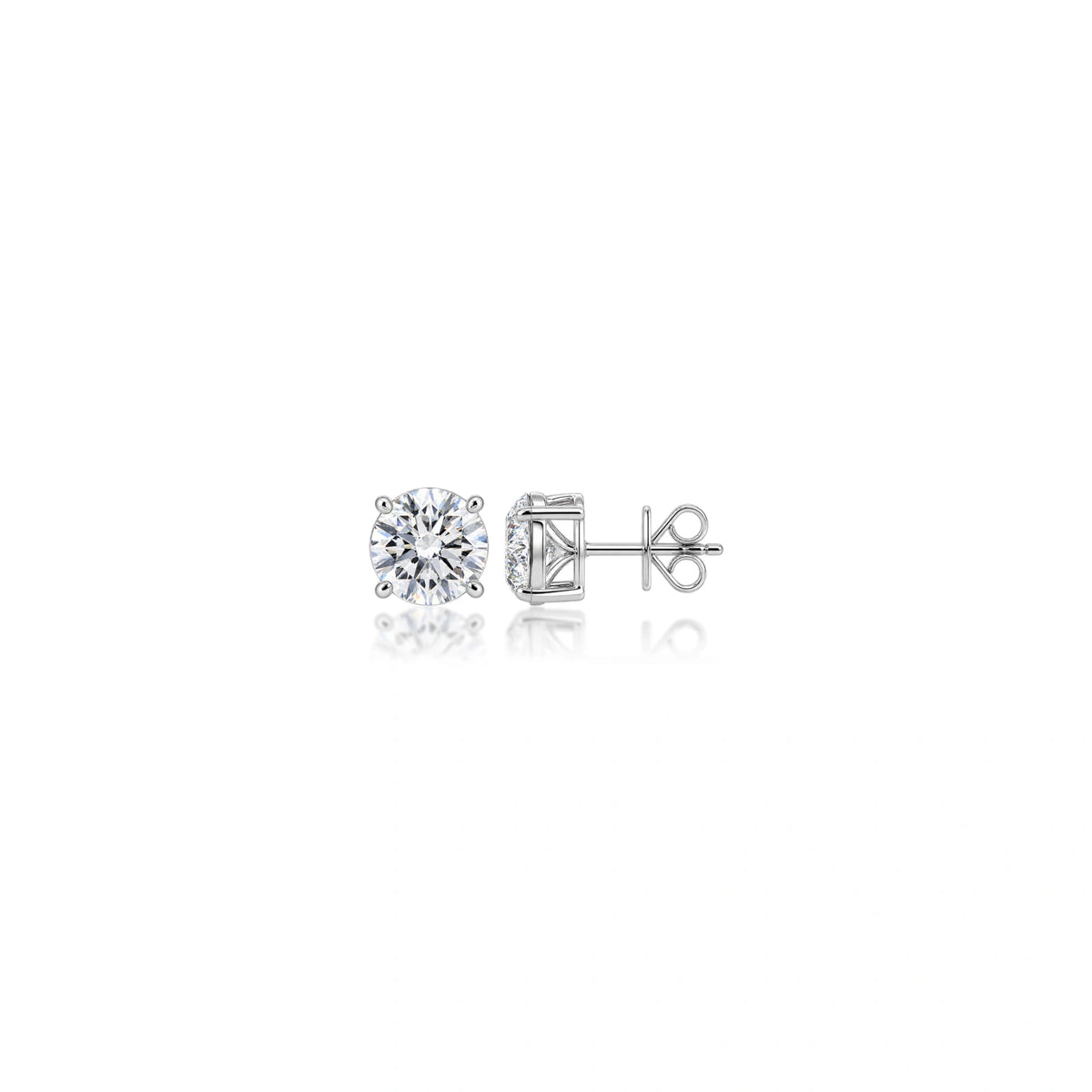 Premium 2 Ct Round Cut Lab Grown Diamond Solitaire Earrings by Fortune Jewellery