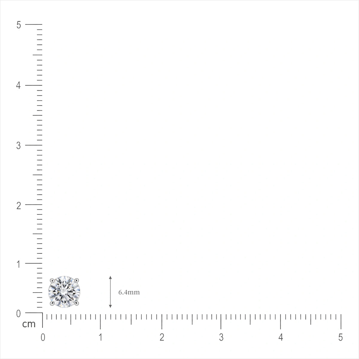 Size of 2 Ct Round Cut Diamond Solitaire Earrings by Fortune Jewellery