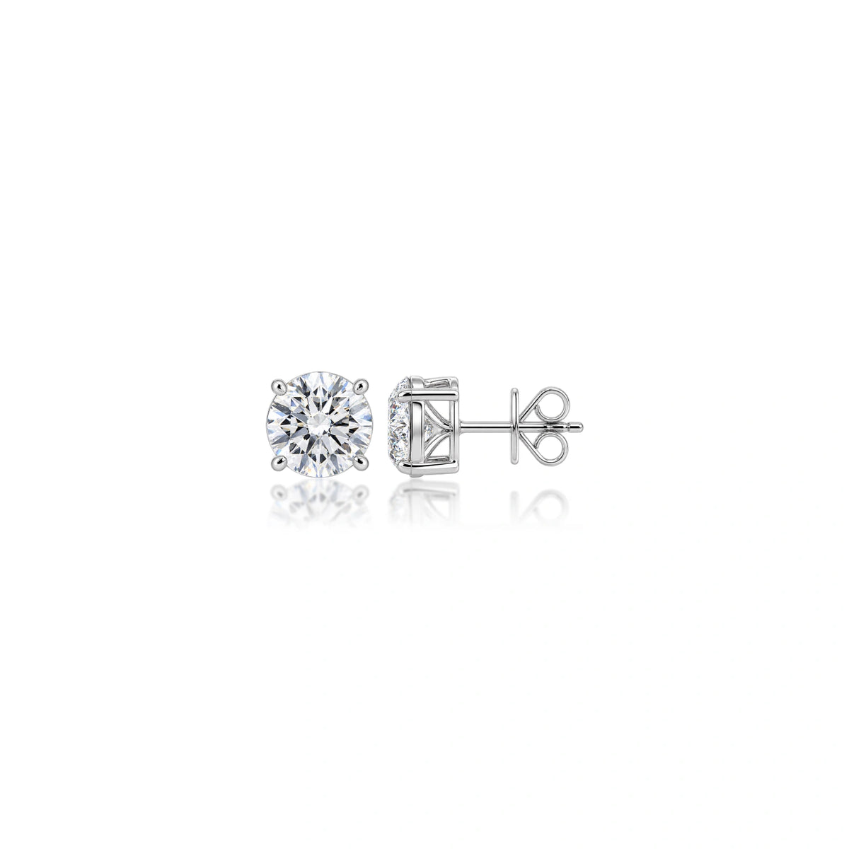 Luxurious 4 Ct Round Cut Lab Grown Diamond Solitaire Earrings by Fortune Jewellery