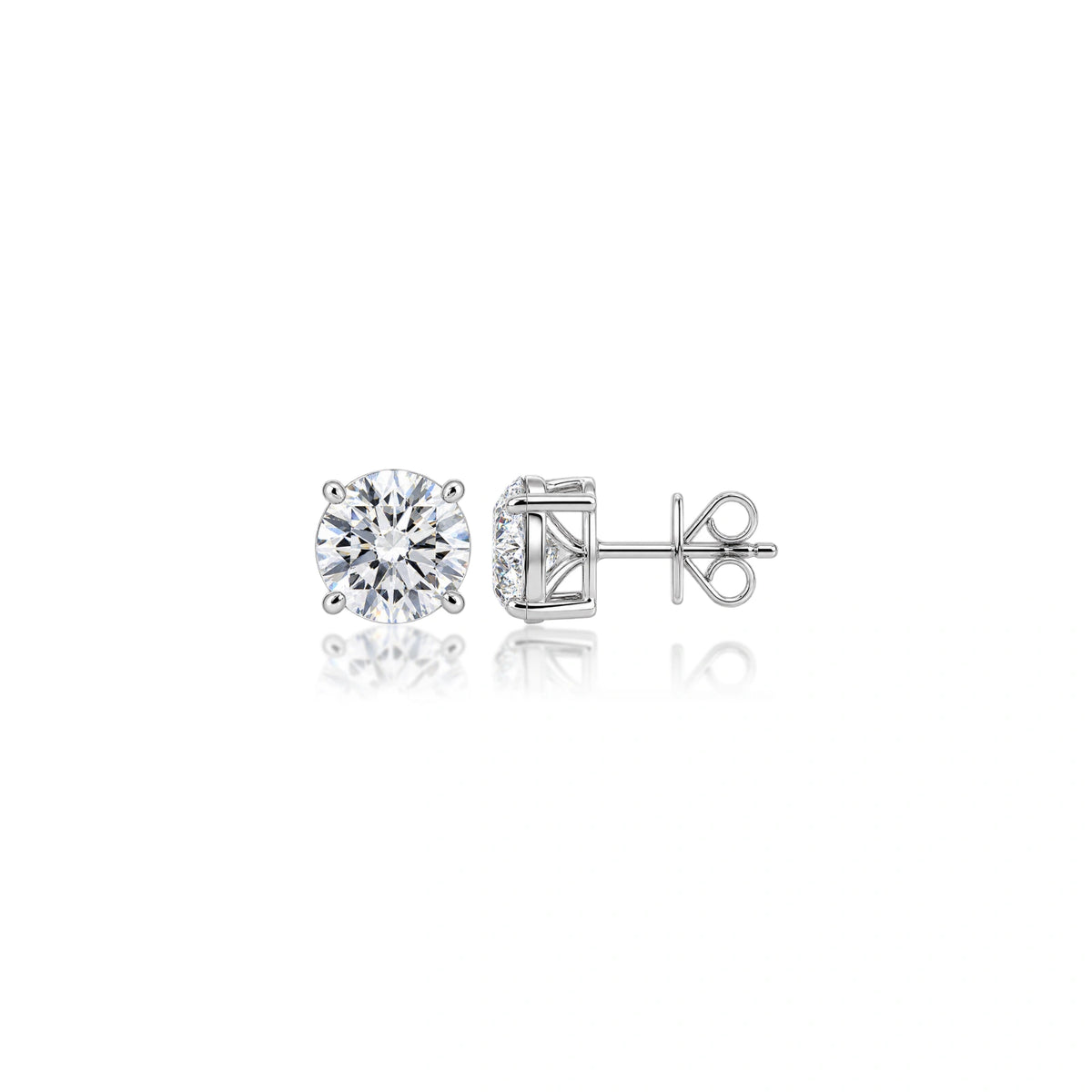 Rich 6 Ct Round Cut Lab Grown Diamond Solitaire Earrings by Fortune Jewellery