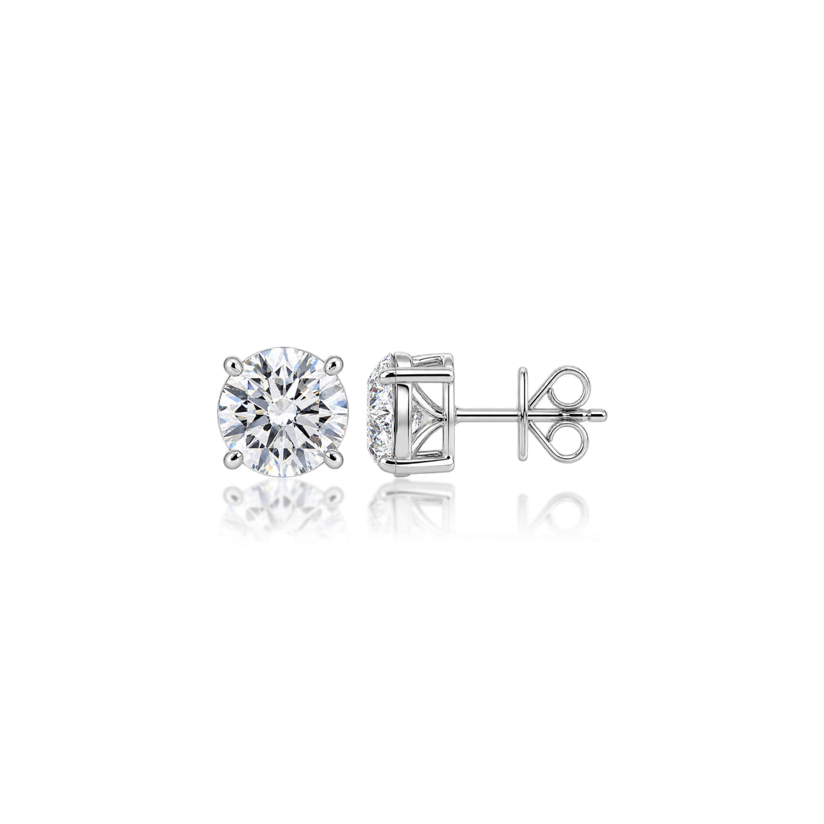 Premium 8 Ct Round Cut Lab Grown Diamond Solitaire Earrings by Fortune Jewellery