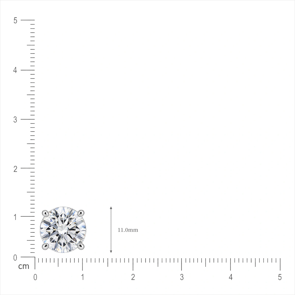 Size of 10 Ct Round Cut Diamond Solitaire Earrings by Fortune Jewellery