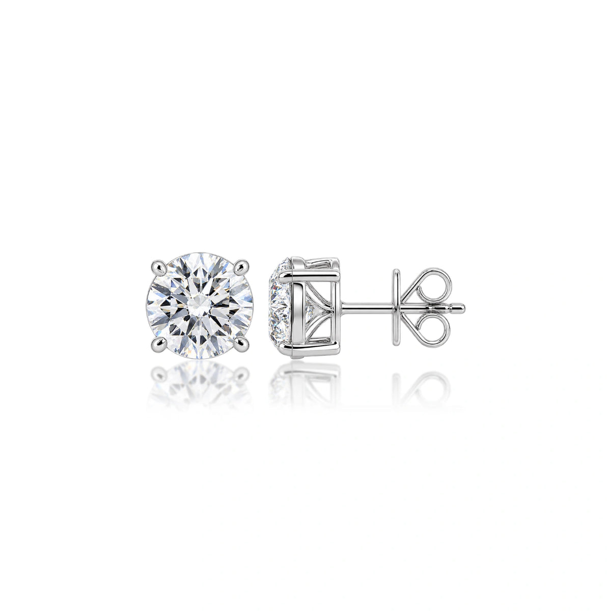 Luxurious 10 Ct Round Cut Lab Grown Diamond Solitaire Earrings by Fortune Jewellery