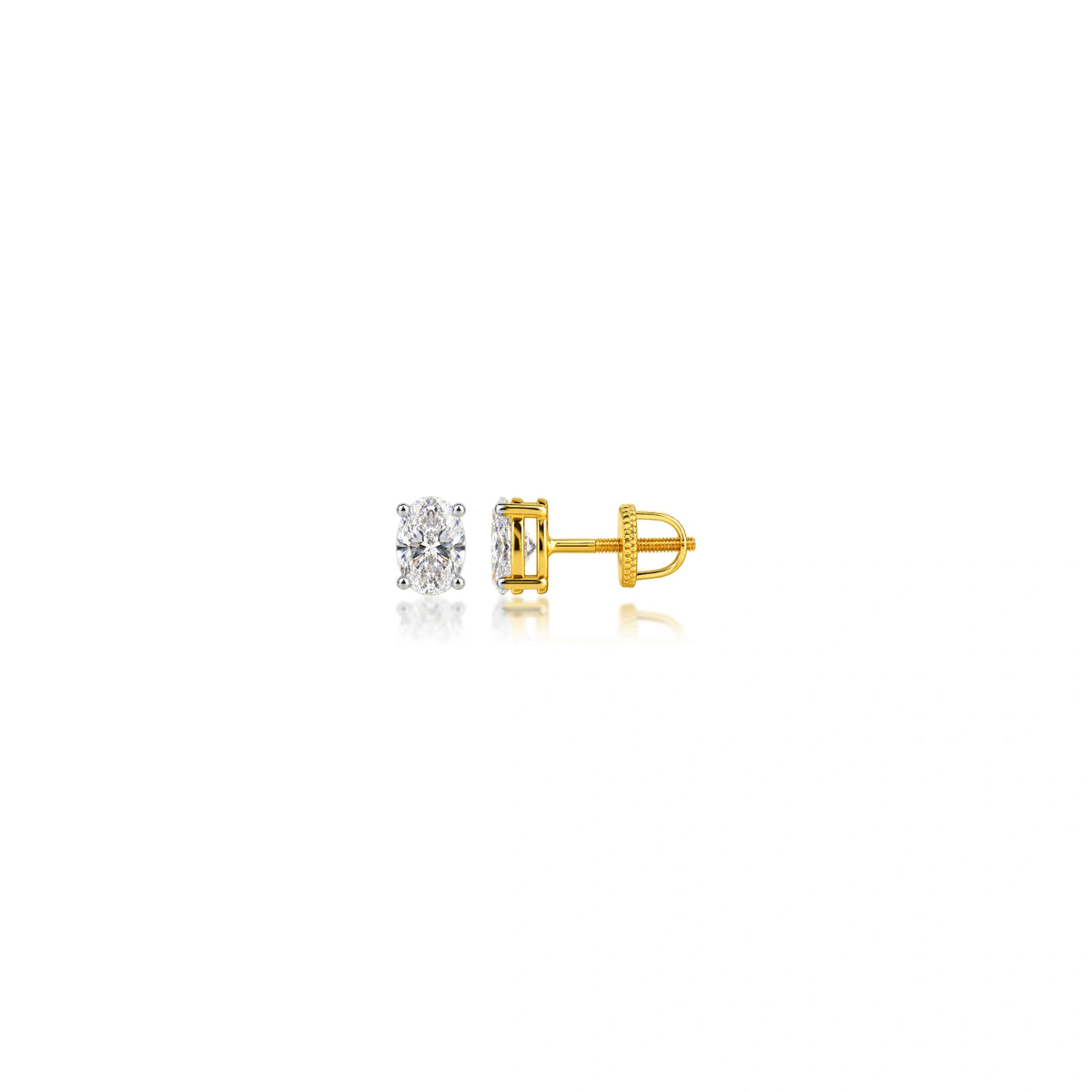 Sophisticated 1 Ct Oval Cut Lab Grown Diamond Solitaire Earrings by Fortune Jewellery