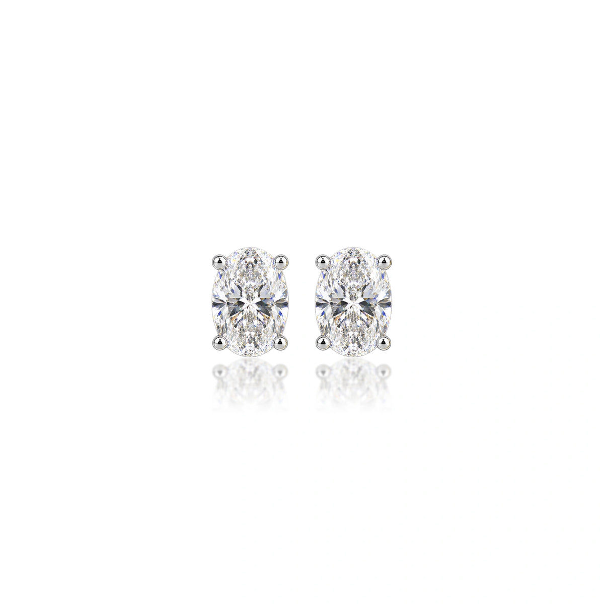 1.5 Ct Oval Cut Diamond Solitaire Earrings by Fortune Jewellery