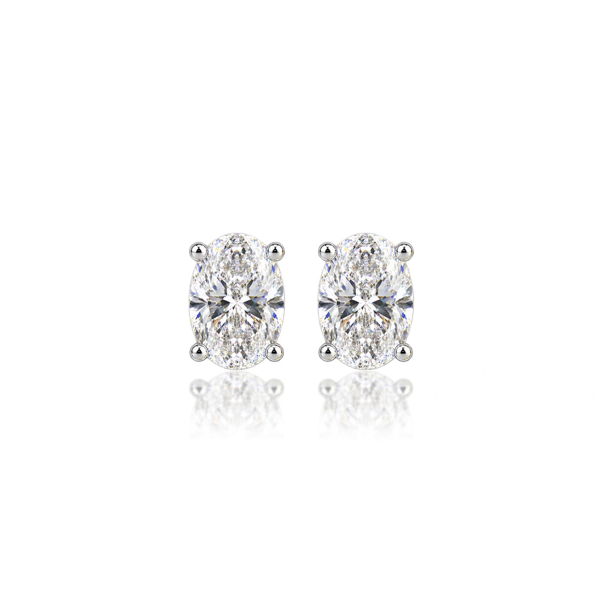 4 Ct Oval Cut Diamond Solitaire Earrings by Fortune Jewellery