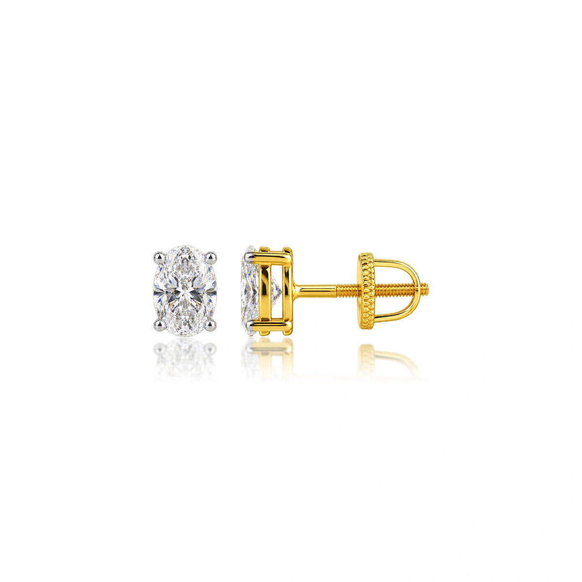 Rich 8 Ct Oval Cut Lab Grown Diamond Solitaire Earrings by Fortune Jewellery