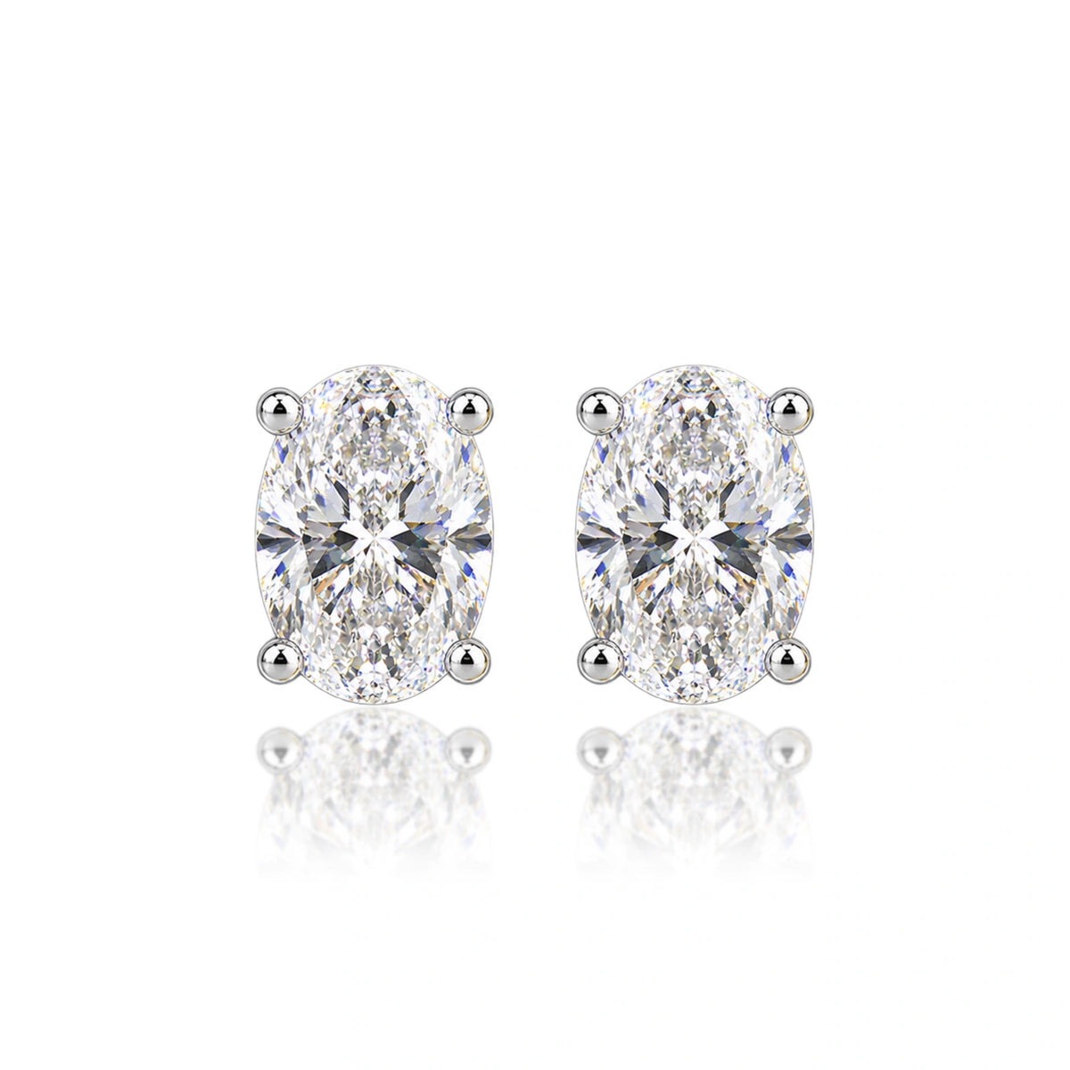 10 Ct Oval Cut Diamond Solitaire Earrings by Fortune Jewellery