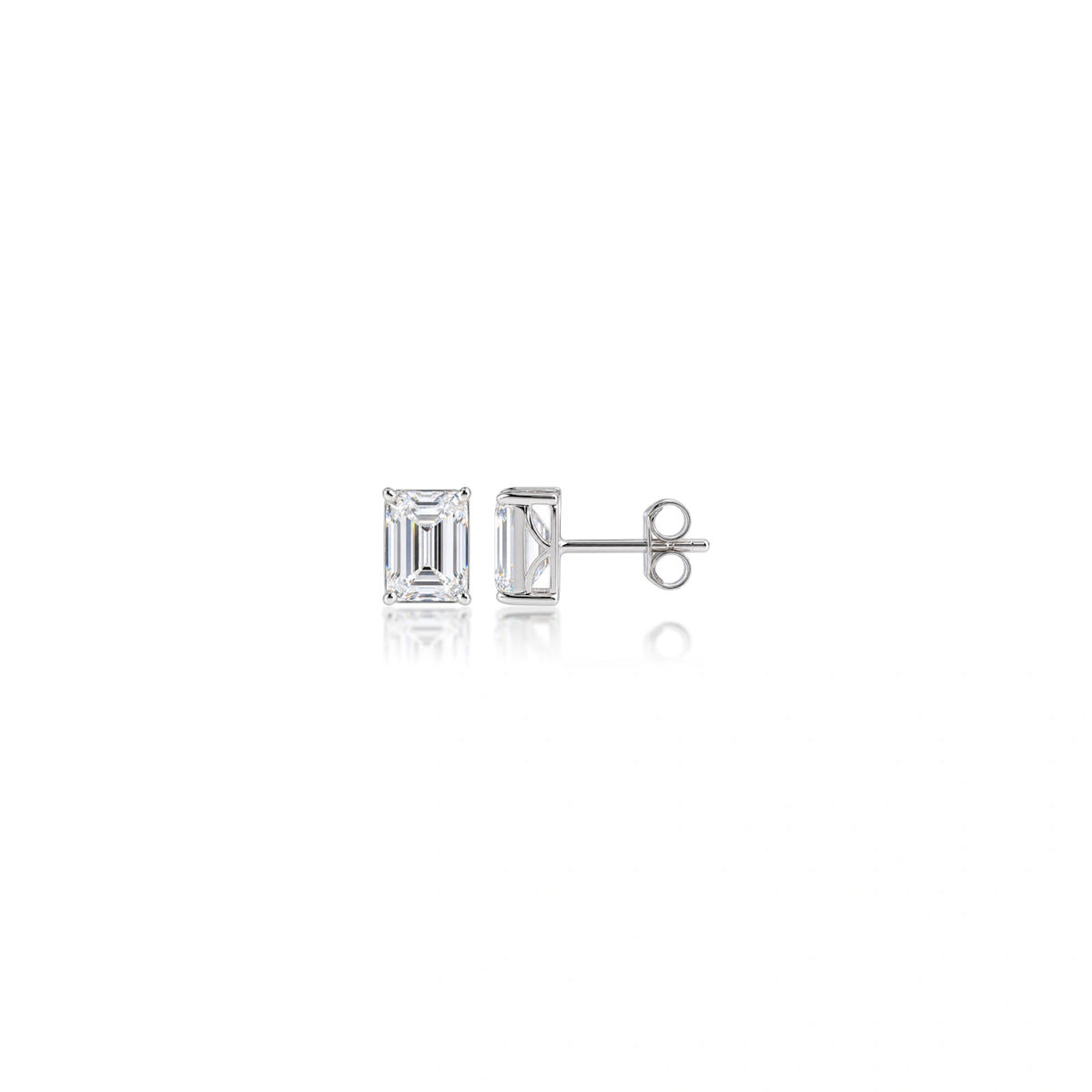Premium Lab Grown 1.5 Ct Emerald Cut Diamond Solitaire Earrings by Fortune Jewellery