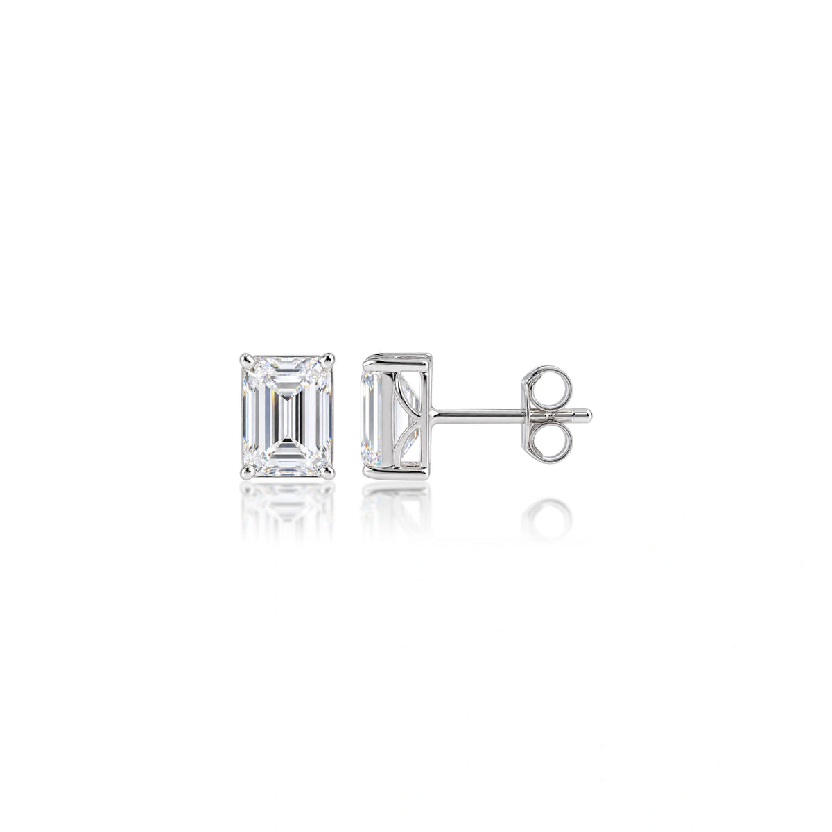 Premium Lab Grown 6 Ct Emerald Cut Diamond Solitaire Earrings by Fortune Jewellery
